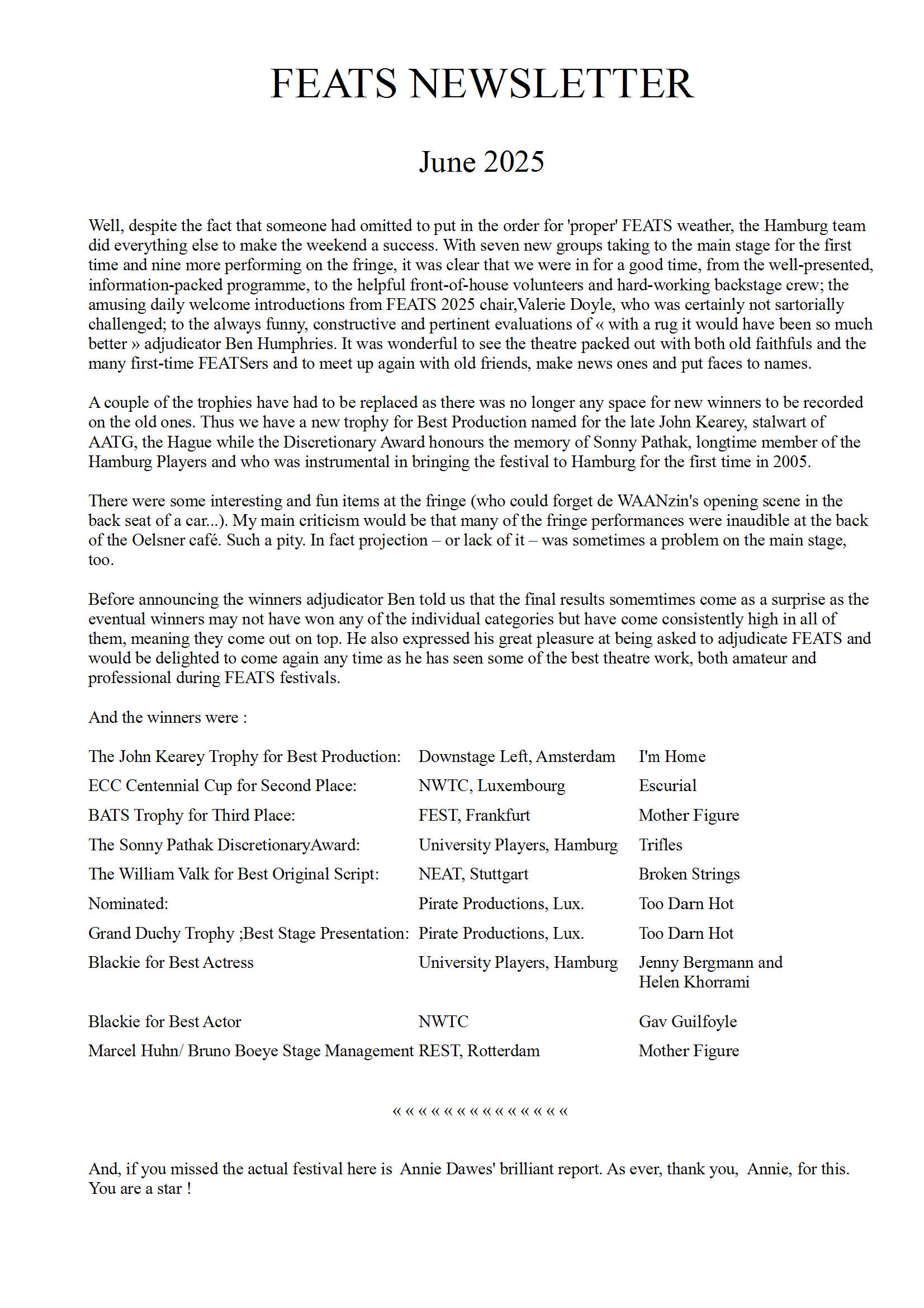 Newsletter, June 2025